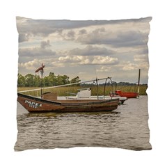 Fishing And Sailboats At Santa Lucia River In Montevideo Standard Cushion Case (one Side)  by dflcprints