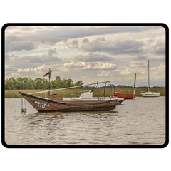 Fishing And Sailboats At Santa Lucia River In Montevideo Double Sided Fleece Blanket (large)  by dflcprints