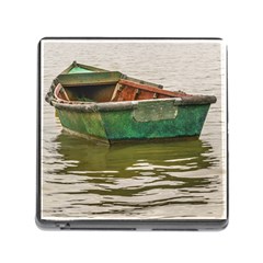 Old Fishing Boat At Santa Lucia River In Montevideo Memory Card Reader (square) by dflcprints