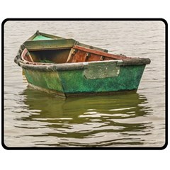 Old Fishing Boat At Santa Lucia River In Montevideo Fleece Blanket (medium)  by dflcprints