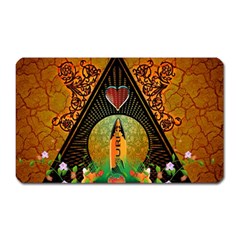 Surfing, Surfboard With Flowers And Floral Elements Magnet (rectangular) by FantasyWorld7