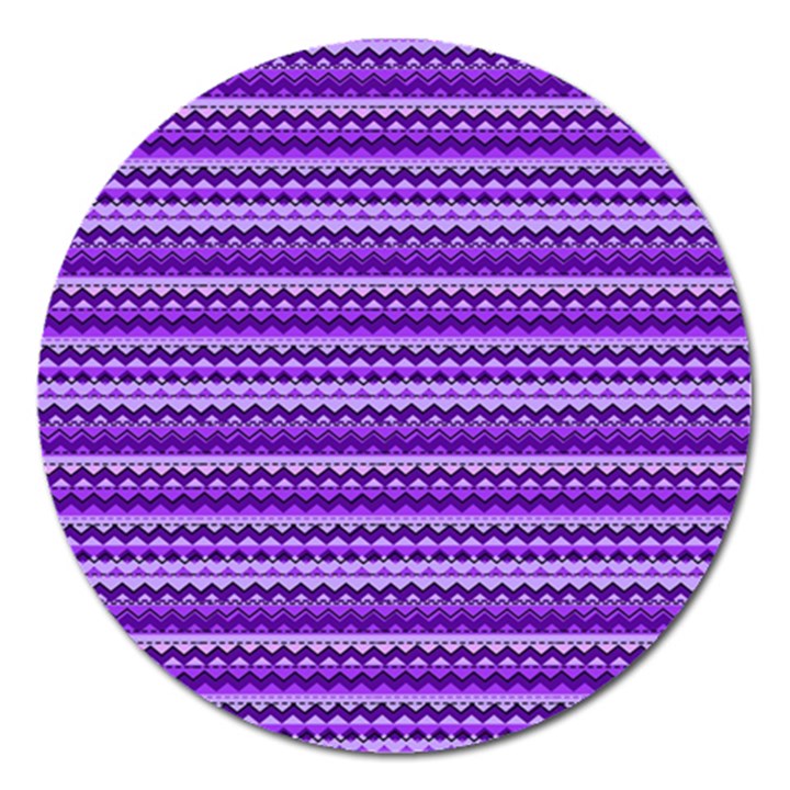 Purple Tribal Pattern Magnet 5  (Round)