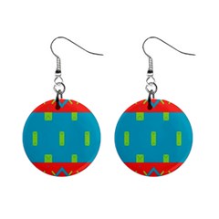 Chevrons And Rectangles 			1  Button Earrings by LalyLauraFLM