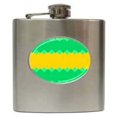 Green Rhombus Chains 			hip Flask (6 Oz) by LalyLauraFLM