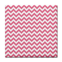 Pink And White Zigzag Tile Coasters by Zandiepants