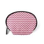 Pink And White Zigzag Accessory Pouches (Small)  Back