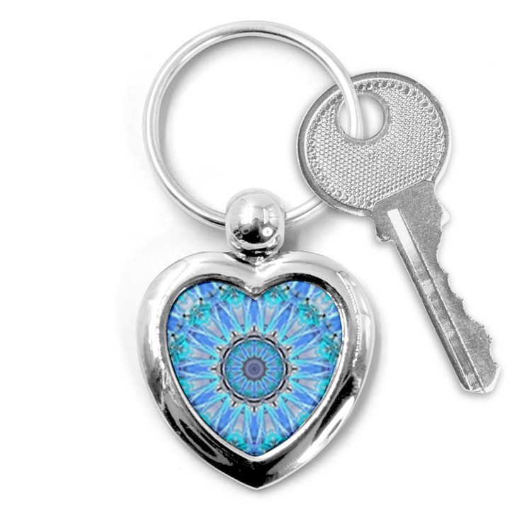 Sapphire Ice Flame, Light Bright Crystal Wheel Key Chains (Heart) 