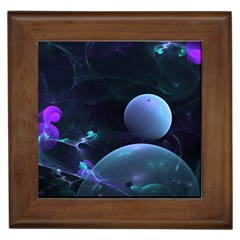 The Music Of My Goddess, Abstract Cyan Mystery Planet Framed Tiles by DianeClancy