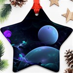 The Music Of My Goddess, Abstract Cyan Mystery Planet Star Ornament (Two Sides)  Back