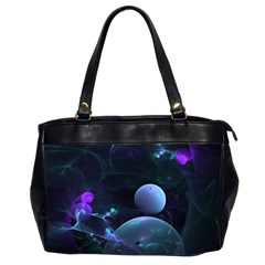 The Music Of My Goddess, Abstract Cyan Mystery Planet Office Handbags (2 Sides)  by DianeClancy