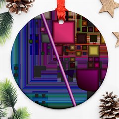 Jewel City, Radiant Rainbow Abstract Urban Round Ornament (two Sides)  by DianeClancy