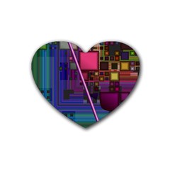 Jewel City, Radiant Rainbow Abstract Urban Heart Coaster (4 Pack)  by DianeClancy