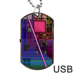 Jewel City, Radiant Rainbow Abstract Urban Dog Tag Usb Flash (two Sides)  by DianeClancy