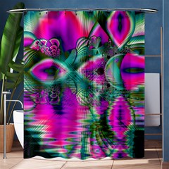 Crystal Flower Garden, Abstract Teal Violet Shower Curtain 60  X 72  (medium)  by DianeClancy