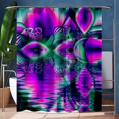  Teal Violet Crystal Palace, Abstract Cosmic Heart Shower Curtain 60  X 72  (medium)  by DianeClancy