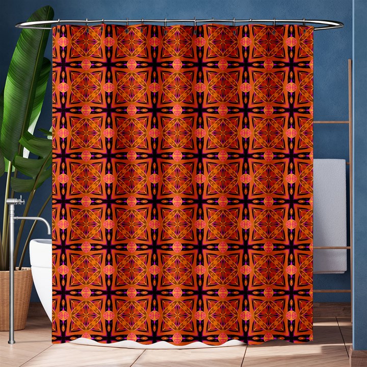 Peach Purple Abstract Moroccan Lattice Quilt Shower Curtain 60  x 72  (Medium) 