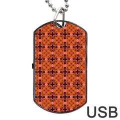 Peach Purple Abstract Moroccan Lattice Quilt Dog Tag Usb Flash (two Sides)  by DianeClancy