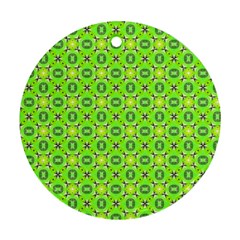 Vibrant Abstract Tropical Lime Foliage Lattice Ornament (round)  by DianeClancy