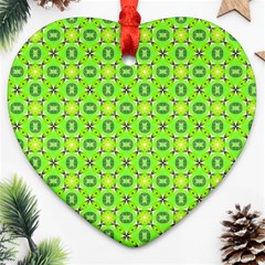 Vibrant Abstract Tropical Lime Foliage Lattice Heart Ornament (2 Sides) by DianeClancy