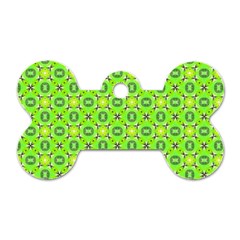 Vibrant Abstract Tropical Lime Foliage Lattice Dog Tag Bone (one Side) by DianeClancy