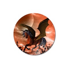 Wonderful Dark Unicorn In The Night Magnet 3  (round) by FantasyWorld7