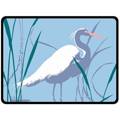 Egret Double Sided Fleece Blanket (large)  by WaltCurleeArt