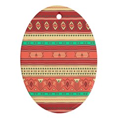 Hand Drawn Ethnic Shapes Pattern Oval Ornament (two Sides) by TastefulDesigns