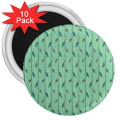 Seamless Lines And Feathers Pattern 3  Magnets (10 Pack)  by TastefulDesigns