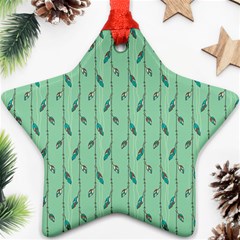 Seamless Lines And Feathers Pattern Star Ornament (two Sides)  by TastefulDesigns