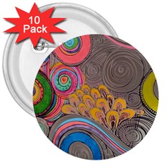 Rainbow Passion 3  Buttons (10 Pack)  by SugaPlumsEmporium