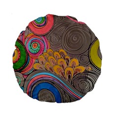 Rainbow Passion Standard 15  Premium Round Cushions by SugaPlumsEmporium