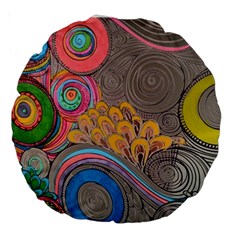 Rainbow Passion Large 18  Premium Round Cushions by SugaPlumsEmporium