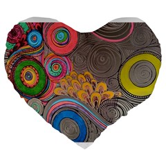 Rainbow Passion Large 19  Premium Heart Shape Cushions by SugaPlumsEmporium