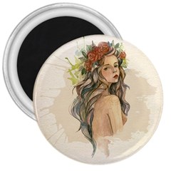 Beauty Of A Woman In Watercolor Style 3  Magnets by TastefulDesigns