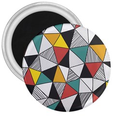 Colorful Geometric Triangles Pattern  3  Magnets by TastefulDesigns