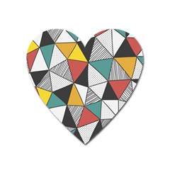 Colorful Geometric Triangles Pattern  Heart Magnet by TastefulDesigns