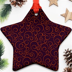 Seamless Orange Ornaments Pattern Ornament (star)  by TastefulDesigns