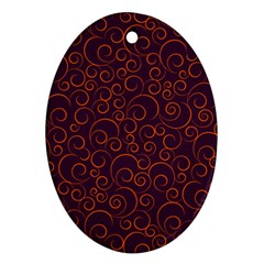 Seamless Orange Ornaments Pattern Oval Ornament (two Sides) by TastefulDesigns