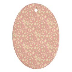 Girly Pink Leaves And Swirls Ornamental Background Ornament (oval)  by TastefulDesigns