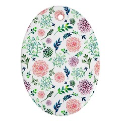 Hand Painted Spring Flourishes Flowers Pattern Oval Ornament (two Sides) by TastefulDesigns