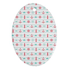 Seamless Nautical Pattern Oval Ornament (two Sides) by TastefulDesigns