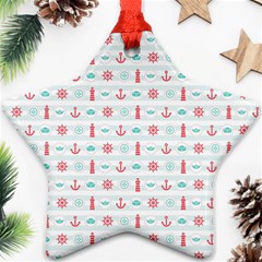 Seamless Nautical Pattern Star Ornament (two Sides)  by TastefulDesigns