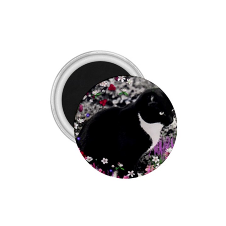 Freckles In Flowers Ii, Black White Tux Cat 1.75  Magnets