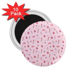 Cute Pink Birds And Flowers Pattern 2 25  Magnets (10 Pack)  by TastefulDesigns