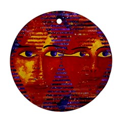 Conundrum Iii, Abstract Purple & Orange Goddess Round Ornament (two Sides)  by DianeClancy