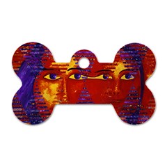 Conundrum Iii, Abstract Purple & Orange Goddess Dog Tag Bone (one Side) by DianeClancy