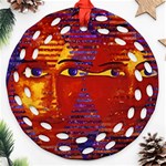 Conundrum Iii, Abstract Purple & Orange Goddess Ornament (Round Filigree)  Front