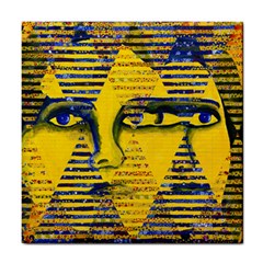 Conundrum Ii, Abstract Golden & Sapphire Goddess Tile Coasters by DianeClancy