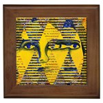 Conundrum II, Abstract Golden & Sapphire Goddess Framed Tiles Front