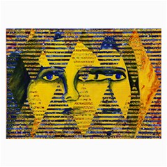 Conundrum Ii, Abstract Golden & Sapphire Goddess Large Glasses Cloth (2-side) by DianeClancy